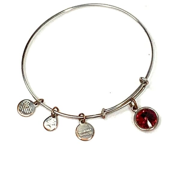 Alex and Ani Scarlet January Birthstone Charm Bracelet Silver - 2"- 3.5" - Picture 1 of 2